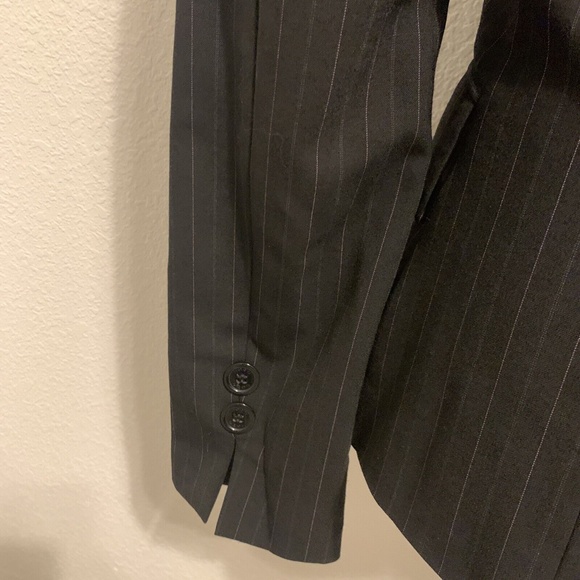 Vintage Bebe Fashions Black Stretch Pink & Gray Pin Stripe Blazer Women's 0 - Picture 8 of 8